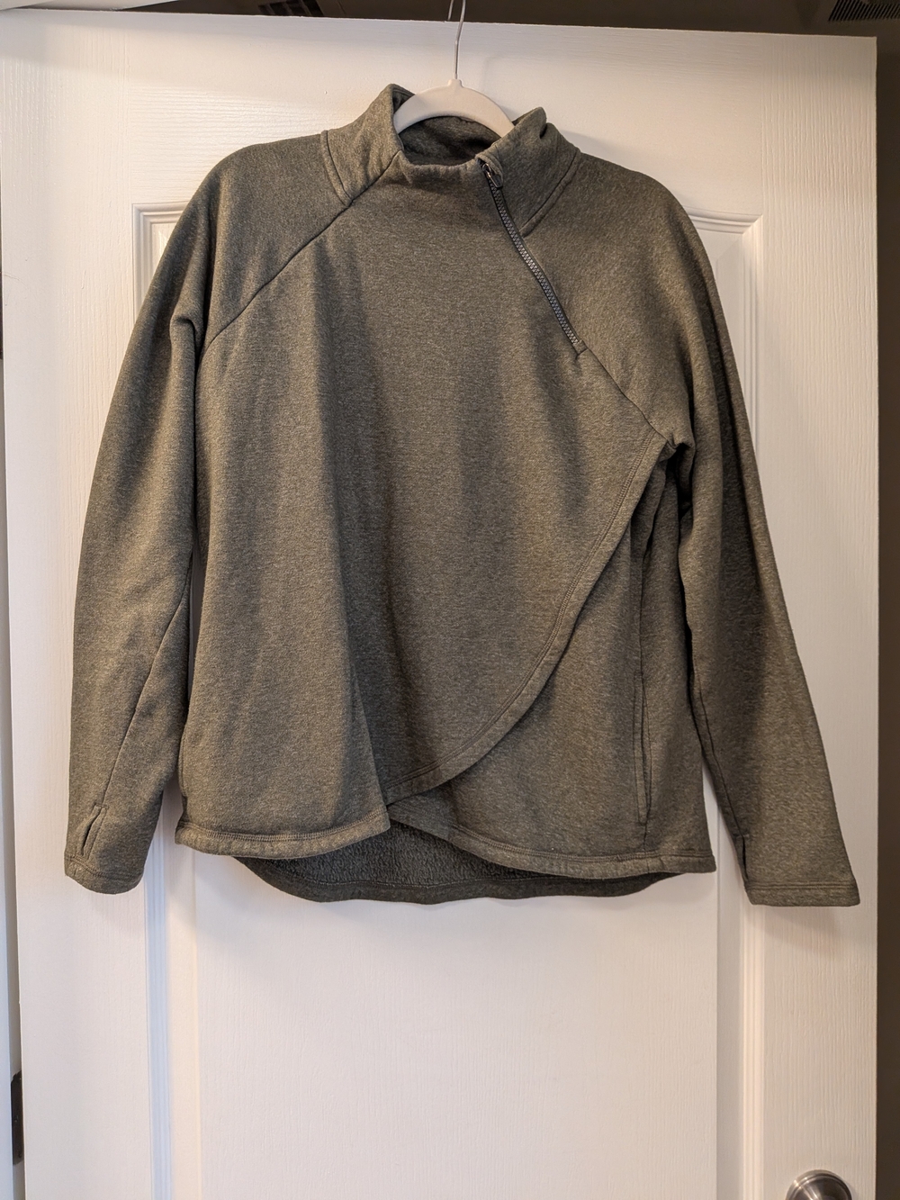 RBX Active Women's Zip Mock Neck Wrap Fleece Pullover Sweatshirt Olive Green